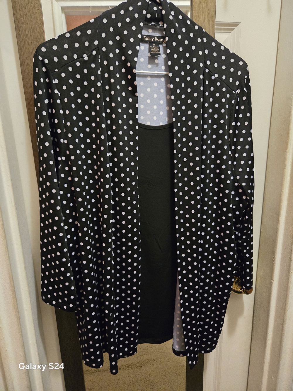 Emily Rose Women's Black Polka Dot Open Cardigan